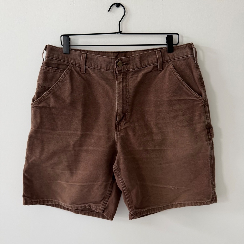 Carhartt Mens Brown Duck Canvas Carpenter Shorts Size 34 Workwear Utility B24